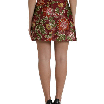 Kastanjebruine bloemen jacquard mini rok