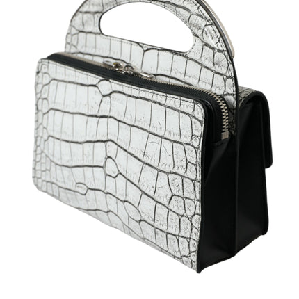 Metallic Zilver Alligator Leren Mini Tas