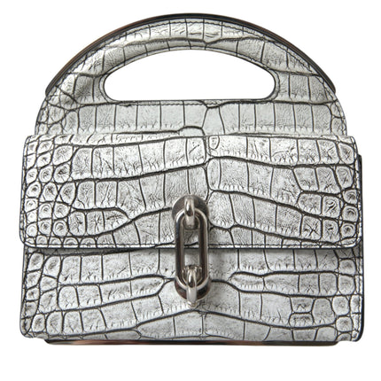 Metallic Zilver Alligator Leren Mini Tas