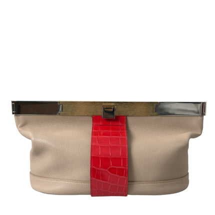 Two Tone Exotic Leather Clutch