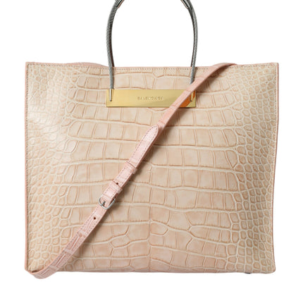 Bolso de piel de caimán rosa chic