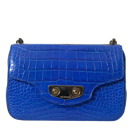 Alligator Skin Mini Shoulder Bag - Elegant Blue