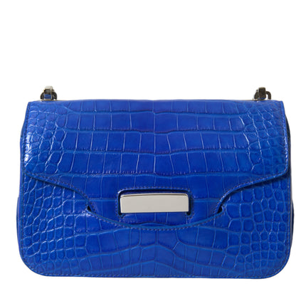 Alligator Skin Mini Shoulder Bag - Elegant Blue