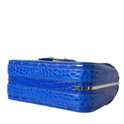 Alligator Skin Mini Shoulder Bag - Elegant Blue