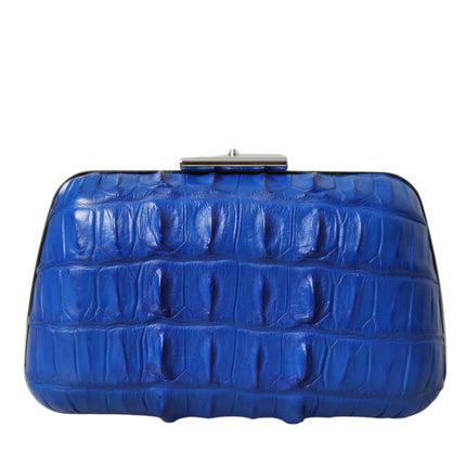 Clutch de piel de cocodrilo azul eléctrico