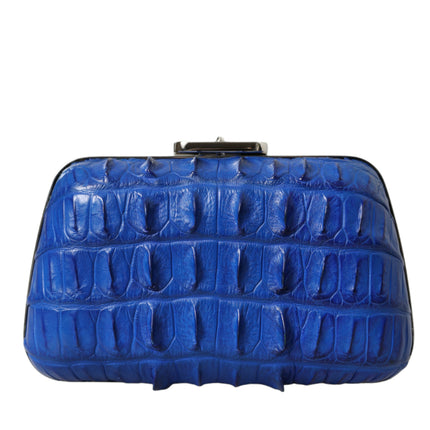 Clutch de piel de cocodrilo azul eléctrico