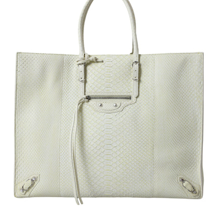 Chic Python Leather Tote in White & Yellow