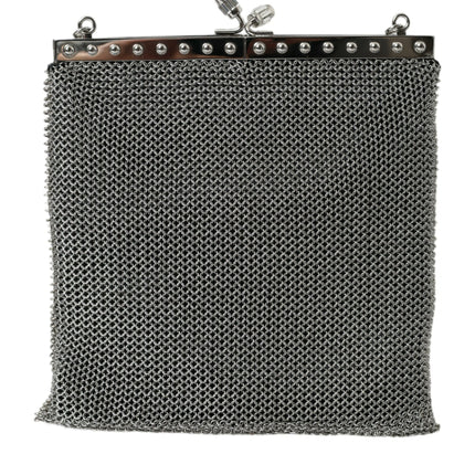 Elegant Silver Mesh Shoulder Evening Bag