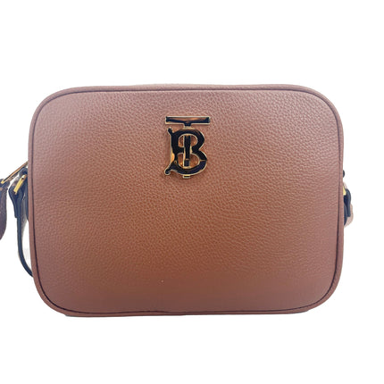 Bolsa pequeña de cuero Tan Cámara Crossbody TB Logo