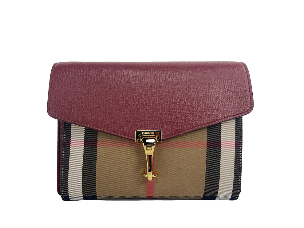 Macken Small Crimson House Check Check Leather Crossbody Sac