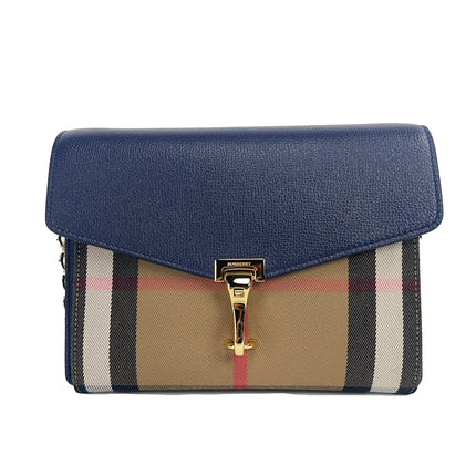 Bolso Crossbody Macken pequeño de piel a cuadros Regency Blue House