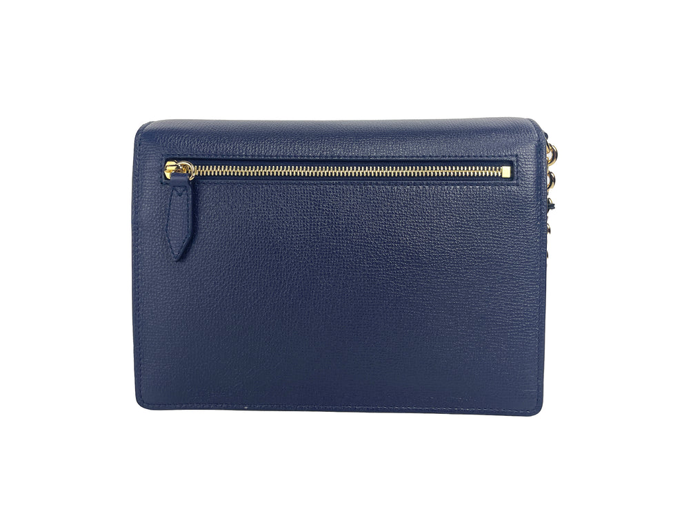 Macken Small Regency Blue House Check Couir Crossbody Sac