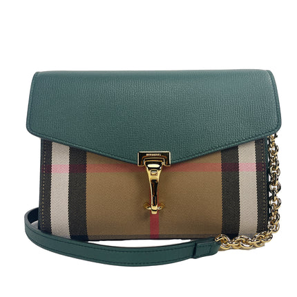 Bolso crossbody pequeño de piel a cuadros Vintage House verde