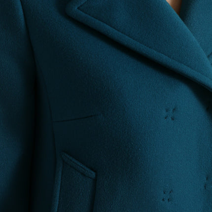 Blue Trench Wool Cashmere Short Coat Jacket