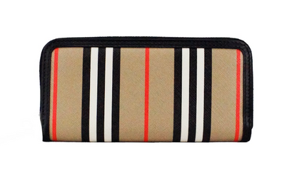 Ellerby Zwart Leer Icon Stripe Canvas Zip Around Continental Portemonnee