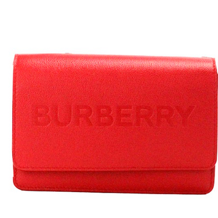 Hampshire Bolso Crossbody pequeño de piel lisa con logotipo en relieve rojo