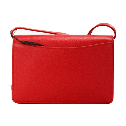 Hampshire Bolso Crossbody pequeño de piel lisa con logotipo en relieve rojo