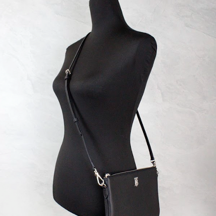 Peyton Monograma Negro Cuero Bolsa Crossbody Bolso