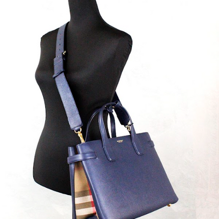 Banner Medium Regency Blauw Leren Tote Crossbody Handtas Portemonnee