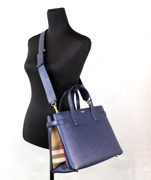 Banner Medium Regency Blauw Leren Tote Crossbody Handtas Portemonnee