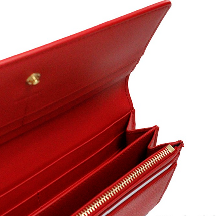 Porter Rood Gegraveerd Leren Reliëf Continental Clutch Flap Portemonnee