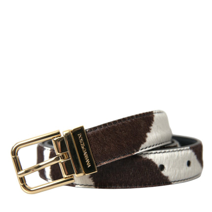 Bruin Wit Zebra Pony Haar Gouden Gesp Riem