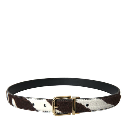 Bruin Wit Zebra Pony Haar Gouden Gesp Riem