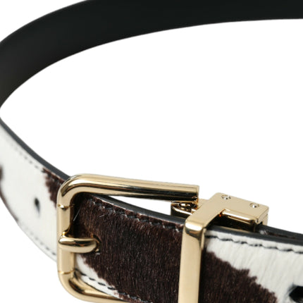 Bruin Wit Zebra Pony Haar Gouden Gesp Riem