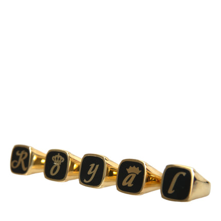 Gold Brass Real Enamel Set de 5 anillos