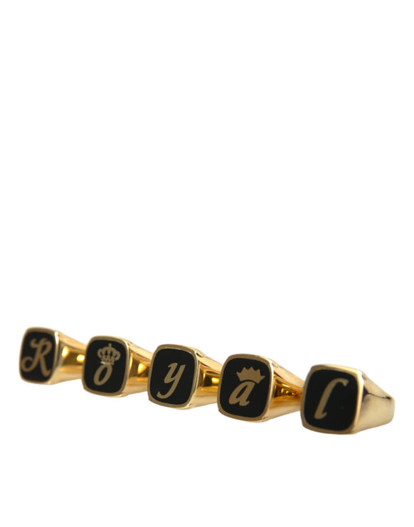 Gold Brass Real Enamel Set de 5 anillos