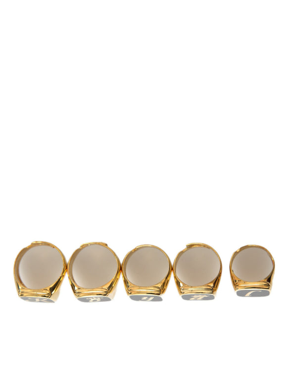 Gold Brass Real Enamel Set de 5 anillos