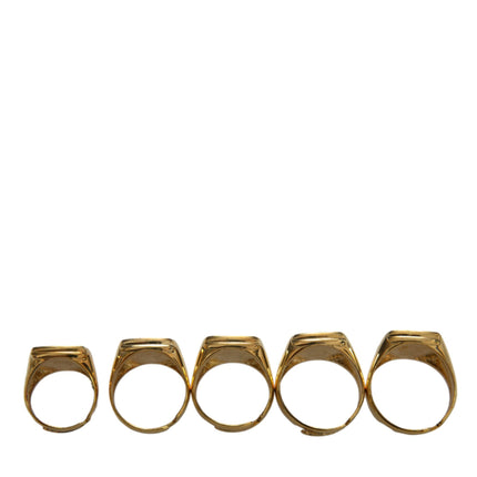 Gold Brass Real Enamel Set de 5 anillos