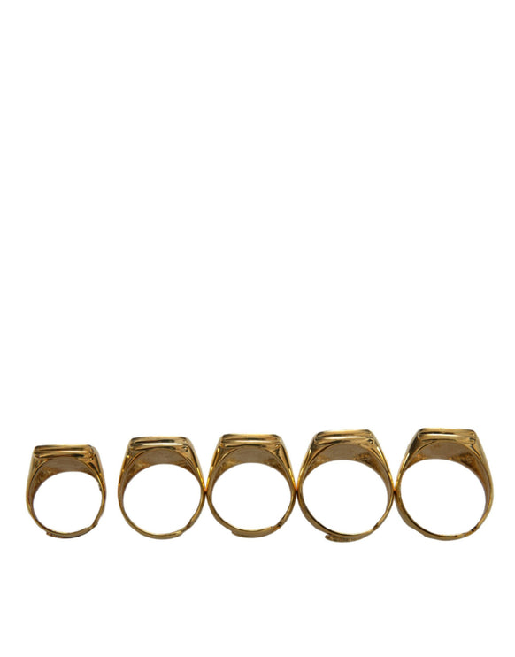 Gold Brass Real Enamel Set de 5 anillos