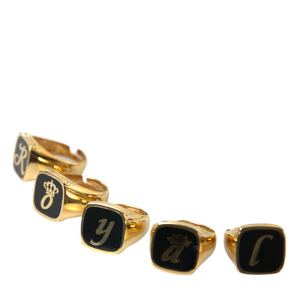 Gold Brass Real Enamel Set de 5 anillos