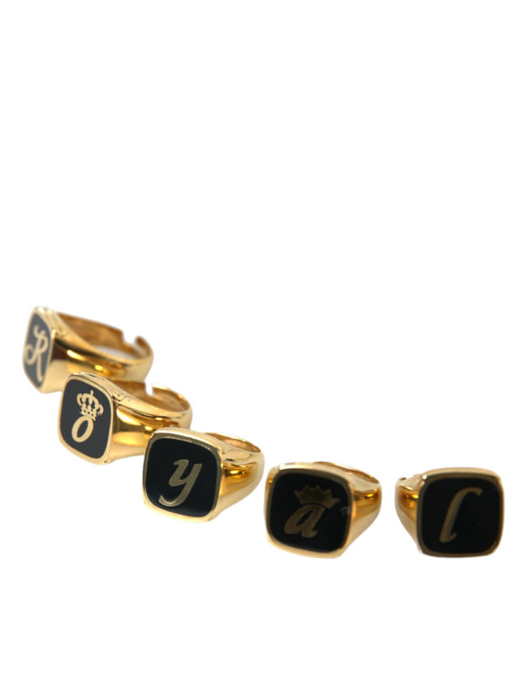 Gold Brass Real Enamel Set de 5 anillos