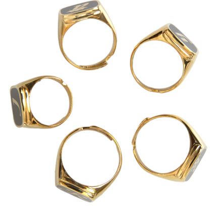 Gold Brass Real Enamel Set de 5 anillos