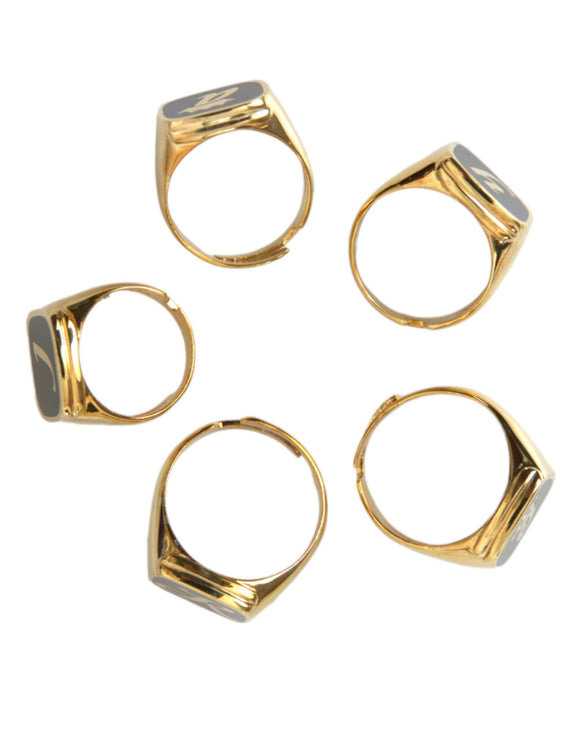 Gold Brass Real Enamel Set de 5 anillos