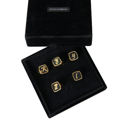 Gold Brass Real Enamel Set de 5 anillos