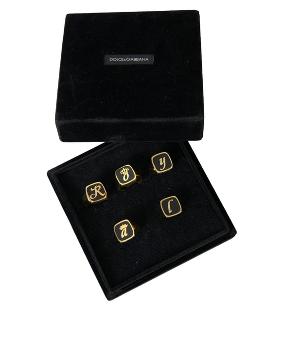 Gold Brass Real Enamel Set de 5 anillos