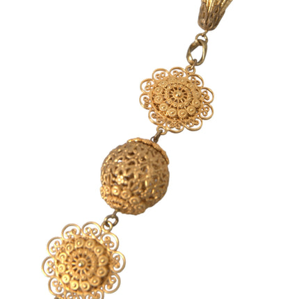 Crystal Flower Filigree Gold Brass Statement Necklace