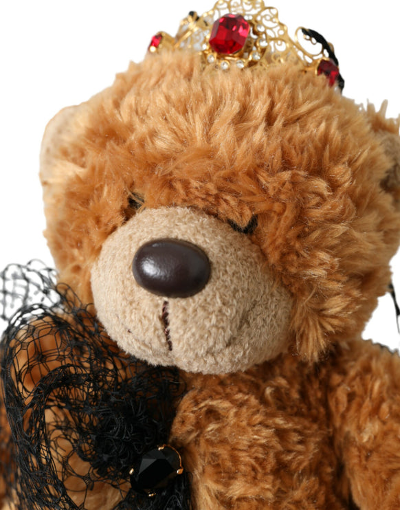 Bruine teddybeer gouden kristallen kroon haarband diadeem