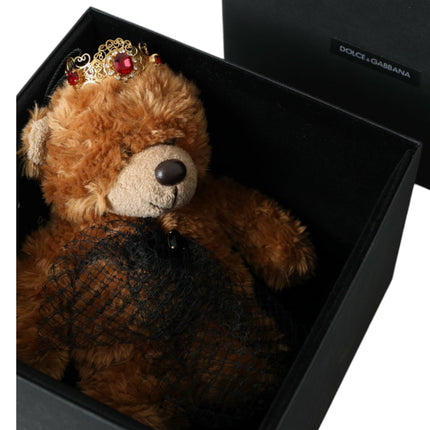 Bruine teddybeer gouden kristallen kroon haarband diadeem