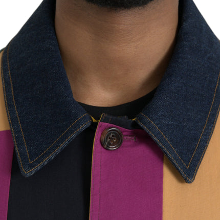 Chaqueta con collar de algodón multicolor