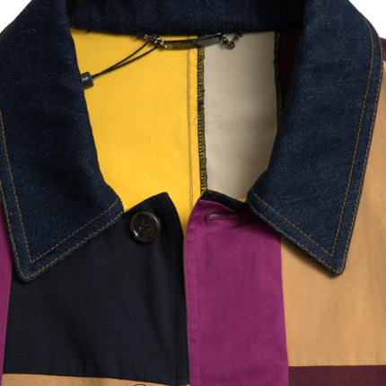 Chaqueta con collar de algodón multicolor