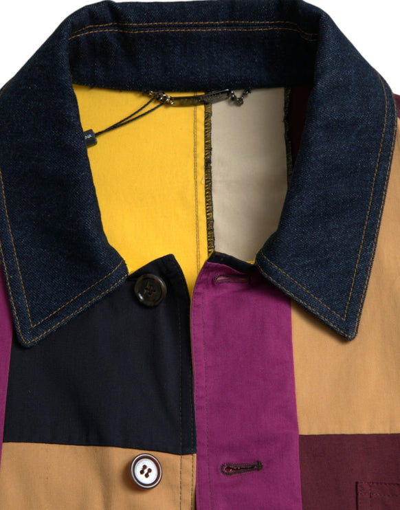 Chaqueta con collar de algodón multicolor