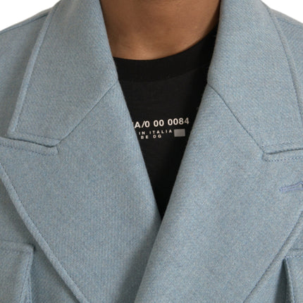 Blue Double Breasted Trench Coat Jacket