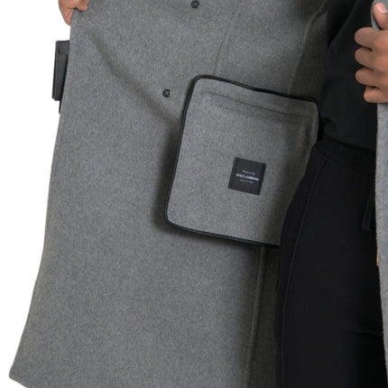 Chaqueta de cachemir de gabardina doble gris