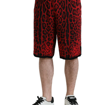 Impresión de leopardo rojo Viscose Bermudas Shorts