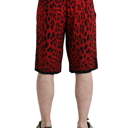 Impresión de leopardo rojo Viscose Bermudas Shorts