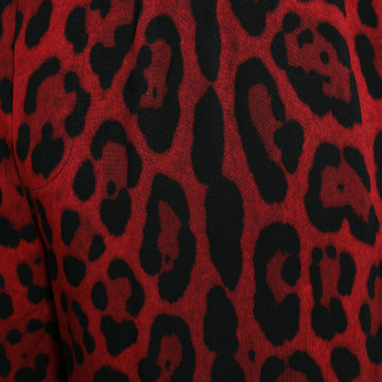 Impresión de leopardo rojo Viscose Bermudas Shorts